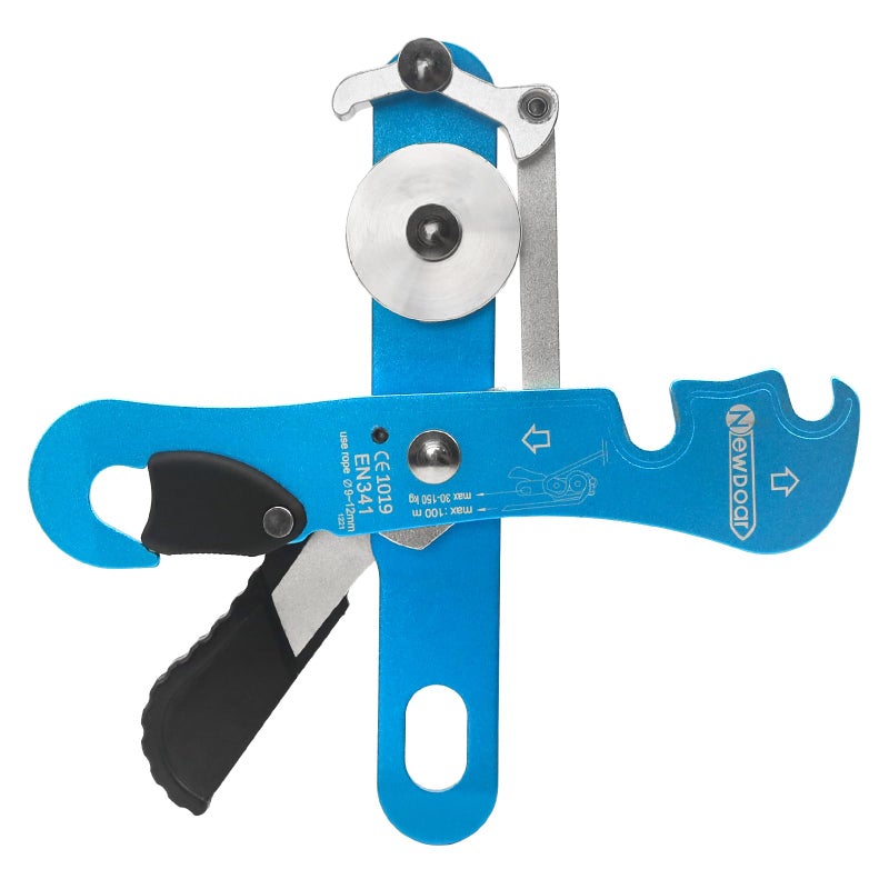 NewDoar Climbing Stop Descender Rappelling Belay for Ropes 9-12mm The Novices for Arborist CE Certification(Blue) - Image 1